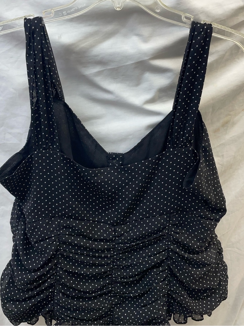 Bandolino Black with White Polka Dot Ruched Camisole sz 20w - Picture 2 of 4